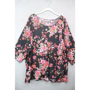 Susan Graver 3/4 Sleeve Dark Floral Tunic-Size 3X-Whimsigoth
